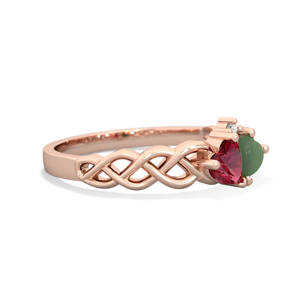 Lab Ruby Heart To Heart Braid 14K Rose Gold ring R5870