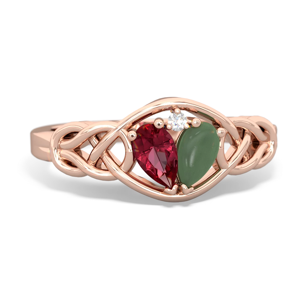 Lab Ruby Celtic Love Knot 14K Rose Gold ring R5420