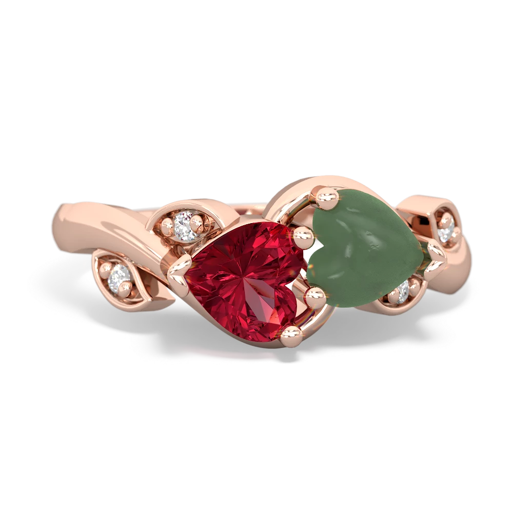 Lab Ruby Floral Elegance 14K Rose Gold ring R5790