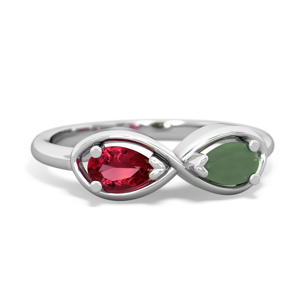 Lab Ruby Infinity 14K White Gold ring R5050