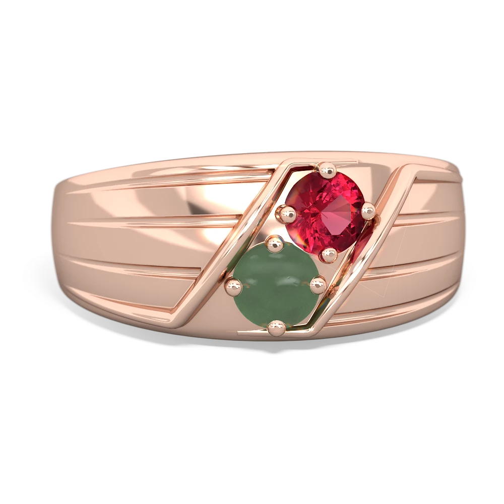 Lab Ruby Men's Streamline 14K Rose Gold ring R0460