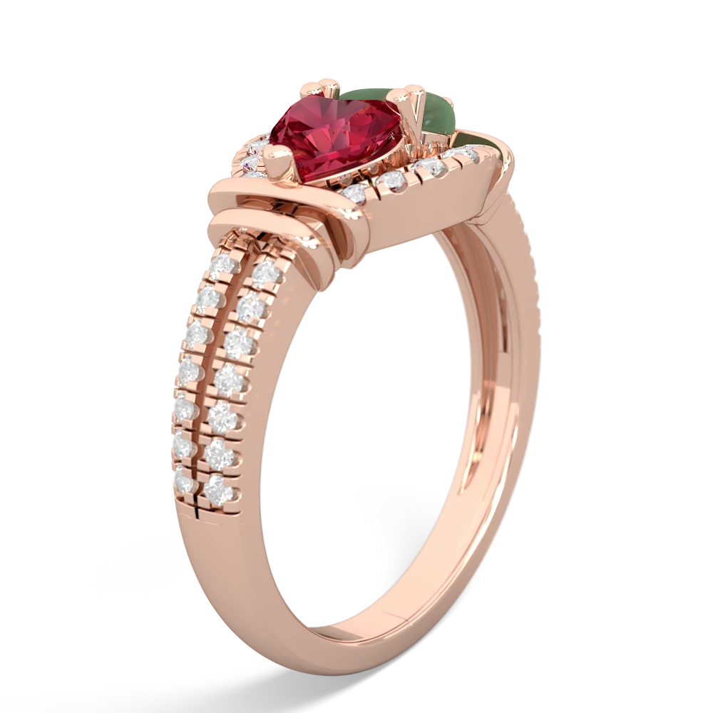 Lab Ruby Art-Deco Keepsake 14K Rose Gold ring R5630