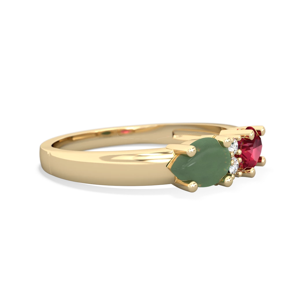 Lab Ruby Pear Bowtie 14K Yellow Gold ring R0865