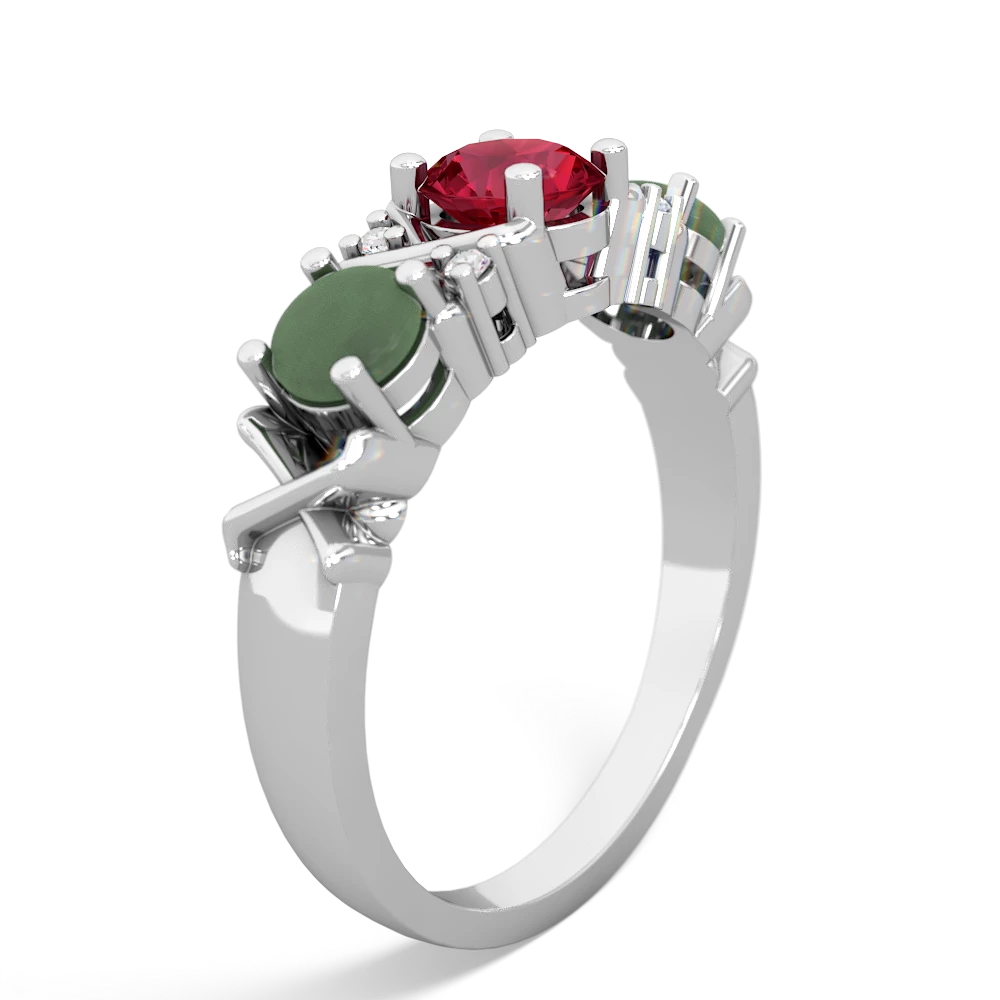 Lab Ruby Hugs And Kisses 14K White Gold ring R5016