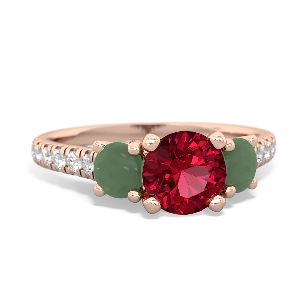 Lab Ruby Pave Trellis 14K Rose Gold ring R5500