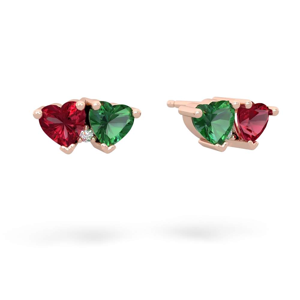 Lab Ruby Sweethearts 14K Rose Gold earrings E5260