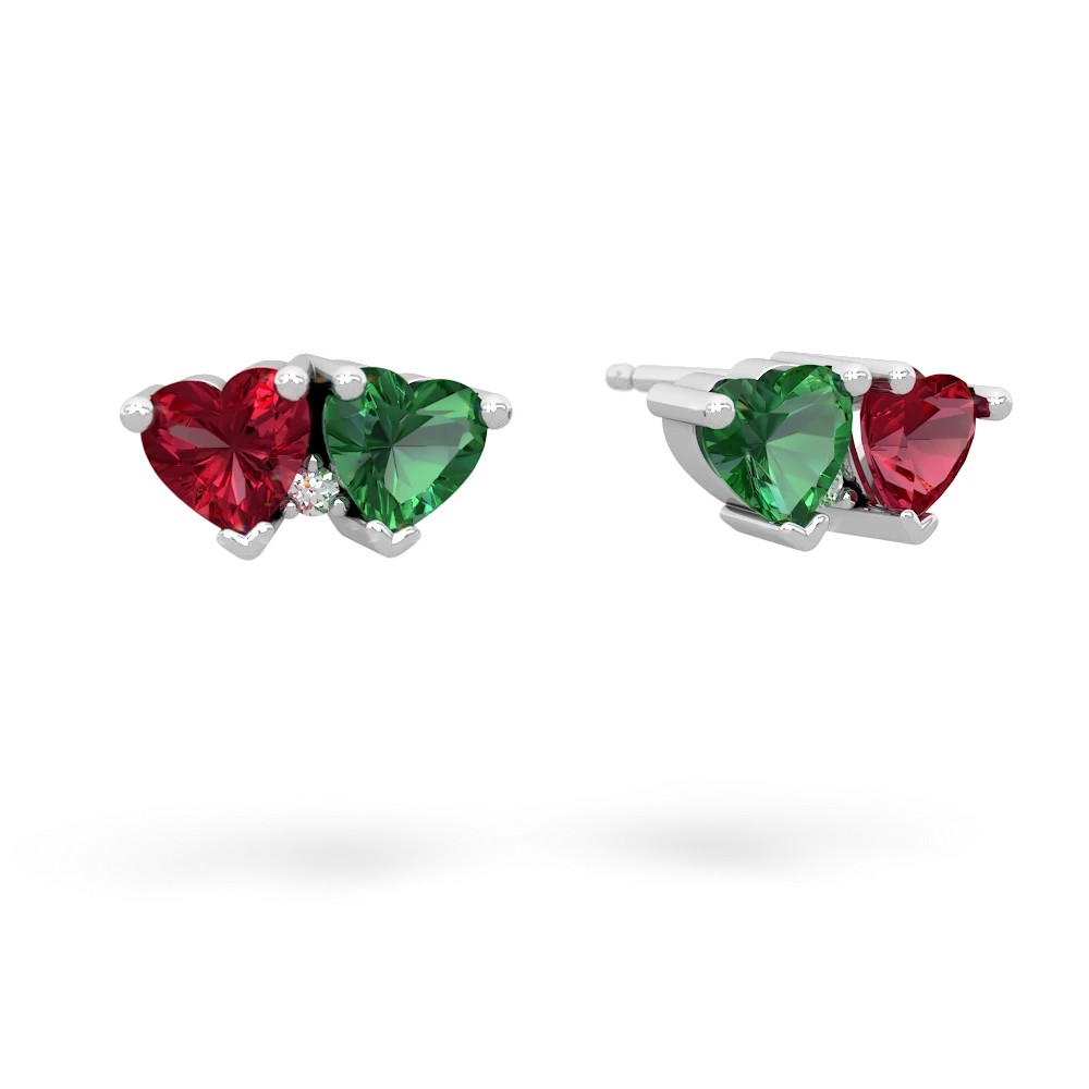 Lab Ruby Sweethearts 14K White Gold earrings E5260