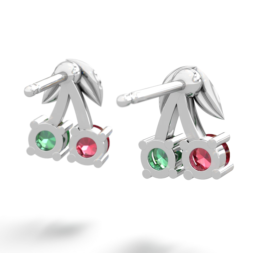 Lab Ruby Sweet Cherries 14K White Gold earrings E7001