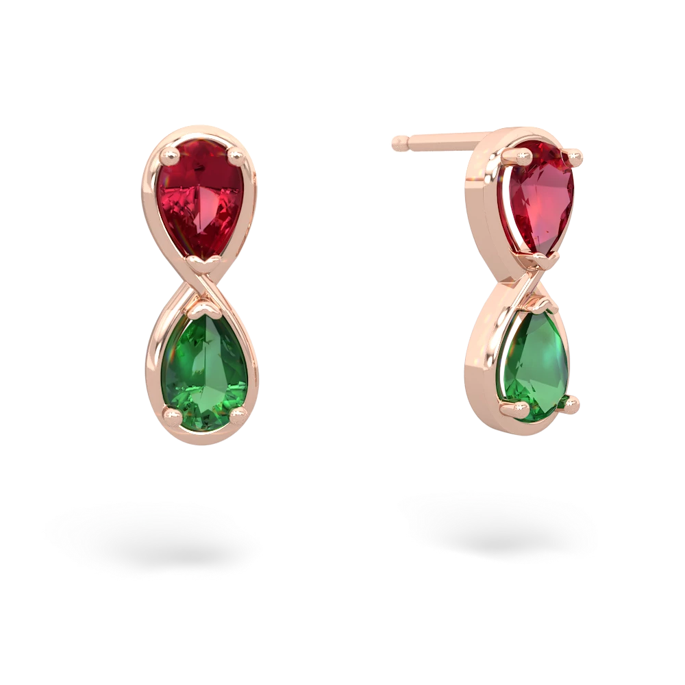 Lab Ruby Infinity 14K Rose Gold earrings E5050