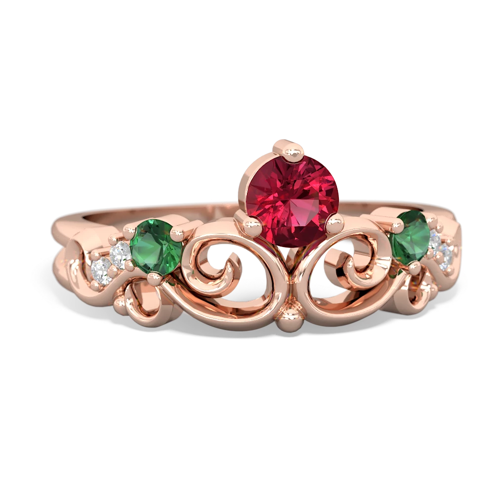 Lab Ruby Crown Keepsake 14K Rose Gold ring R5740