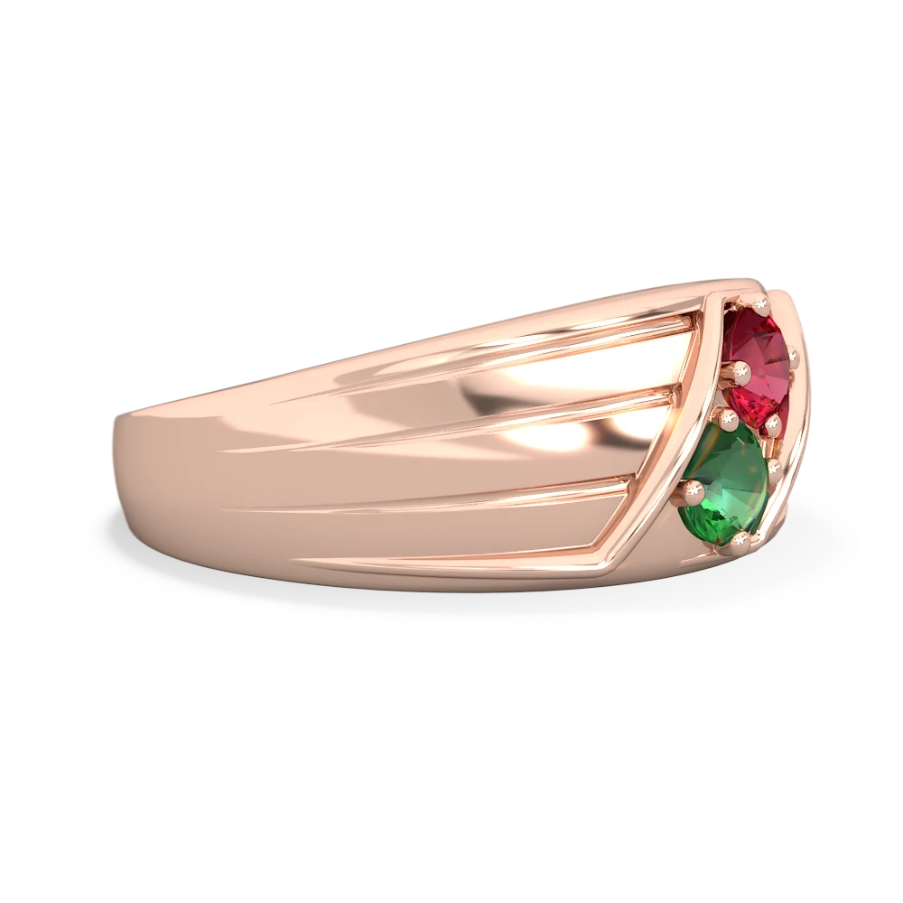 Lab Ruby Men's Streamline 14K Rose Gold ring R0460