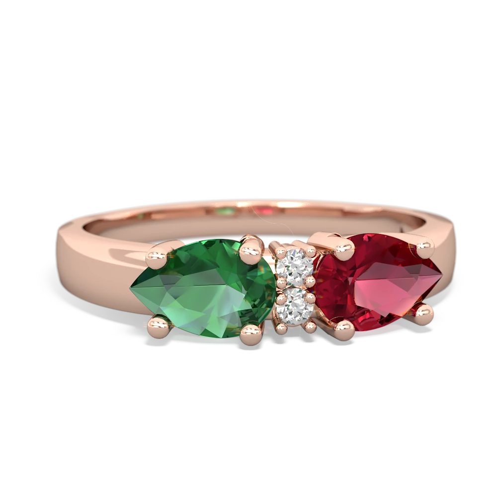 Lab Ruby Pear Bowtie 14K Rose Gold ring R0865