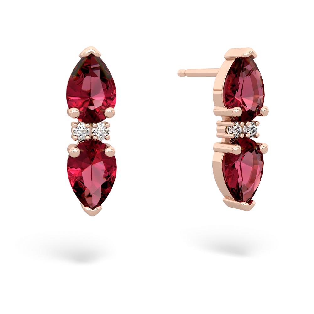 Lab Ruby Bowtie Drop 14K Rose Gold earrings E0865