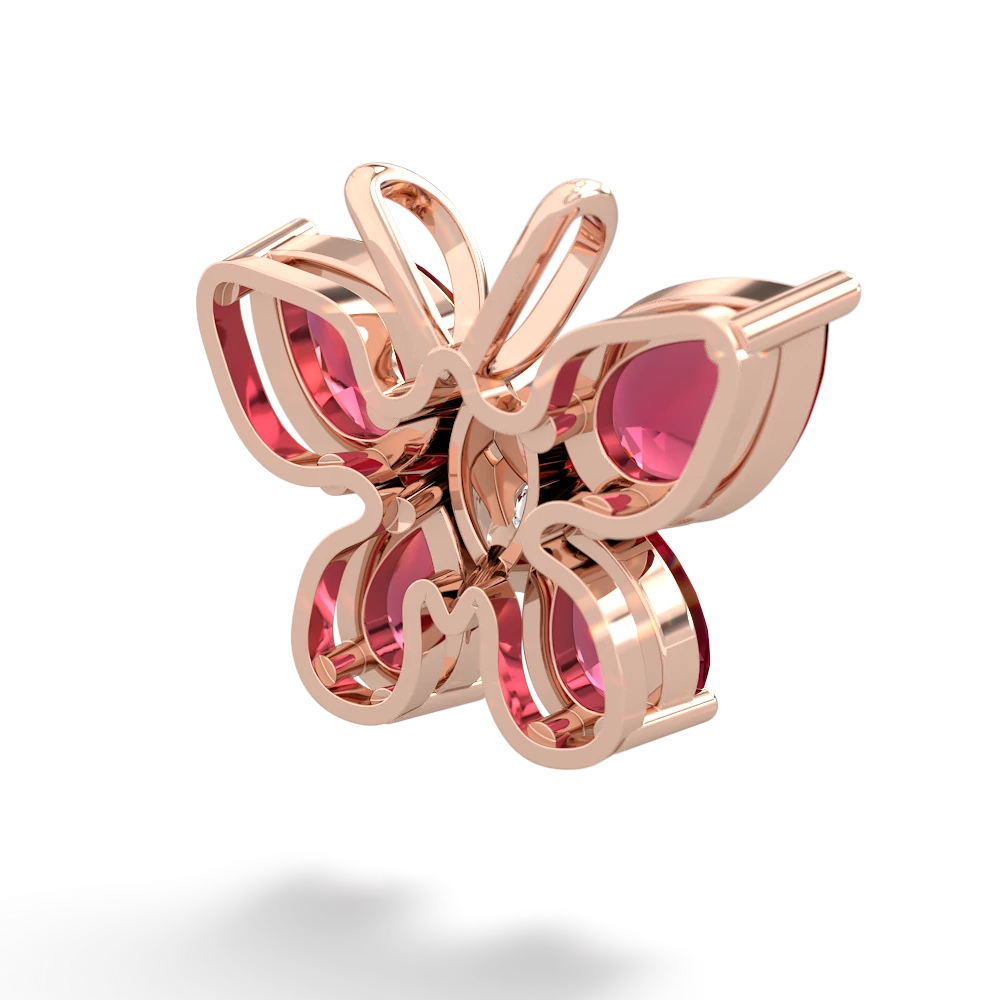 Lab Ruby Butterfly 14K Rose Gold pendant P2215