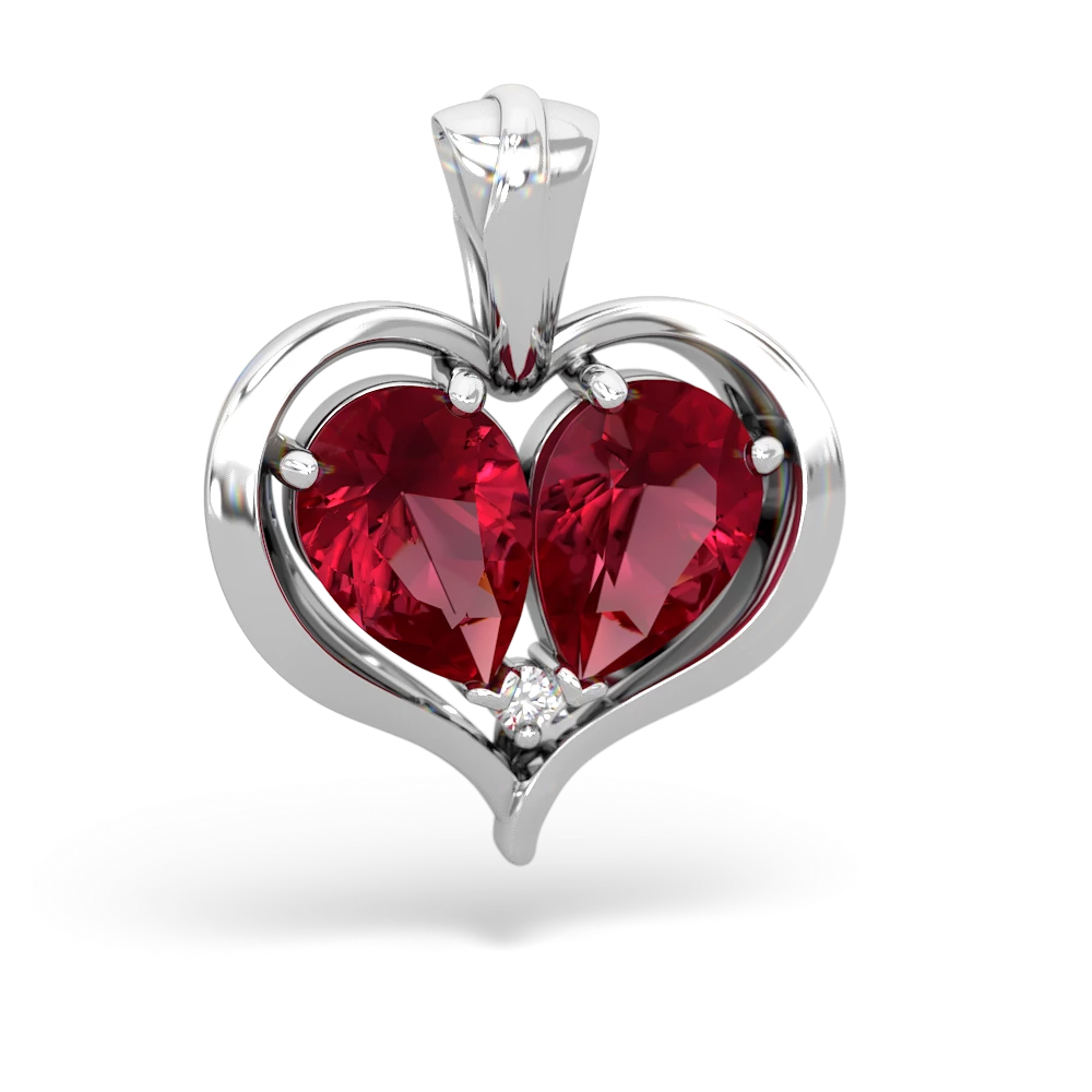 Lab Ruby Two Become One 14K White Gold pendant P5330