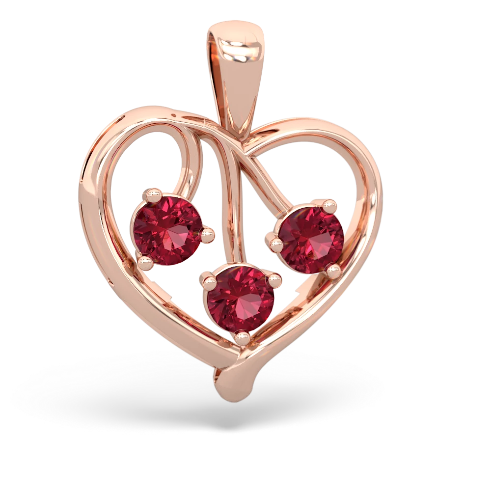 Lab Pink Sapphire Glowing Heart 14K Rose Gold pendant P2233