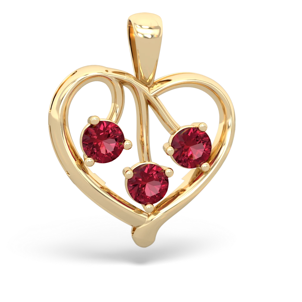 White Topaz Glowing Heart 14K Yellow Gold pendant P2233