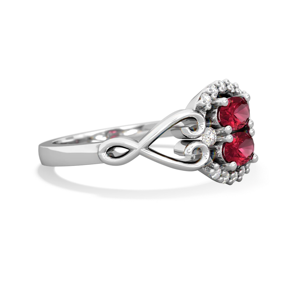 Lab Ruby Love Nest 14K White Gold ring R5860