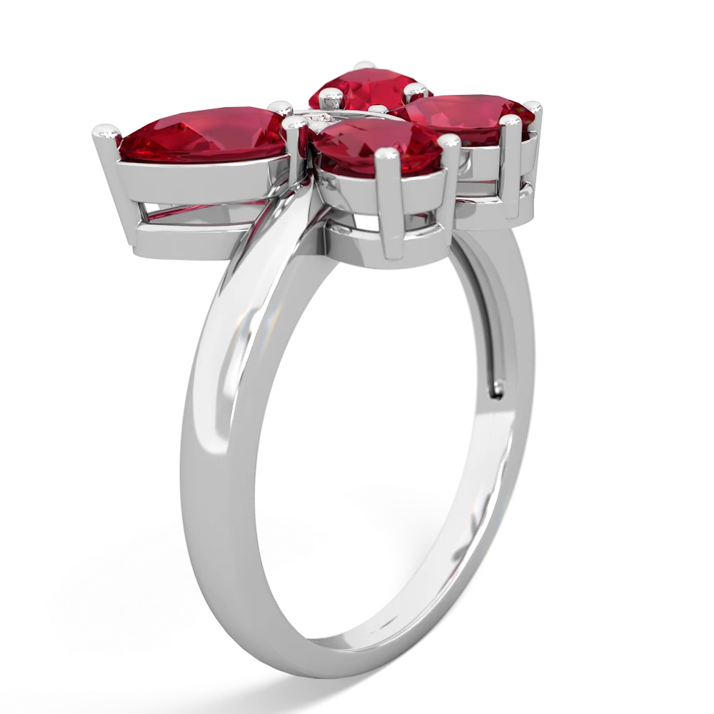 Lab Ruby Butterfly 14K White Gold ring R2215