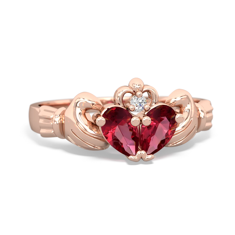 Lab Ruby 'Our Heart' Claddagh 14K Rose Gold ring R2388