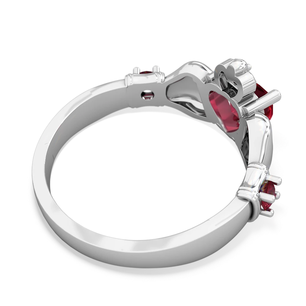 Pink Tourmaline Claddagh Keepsake 14K White Gold ring R5245