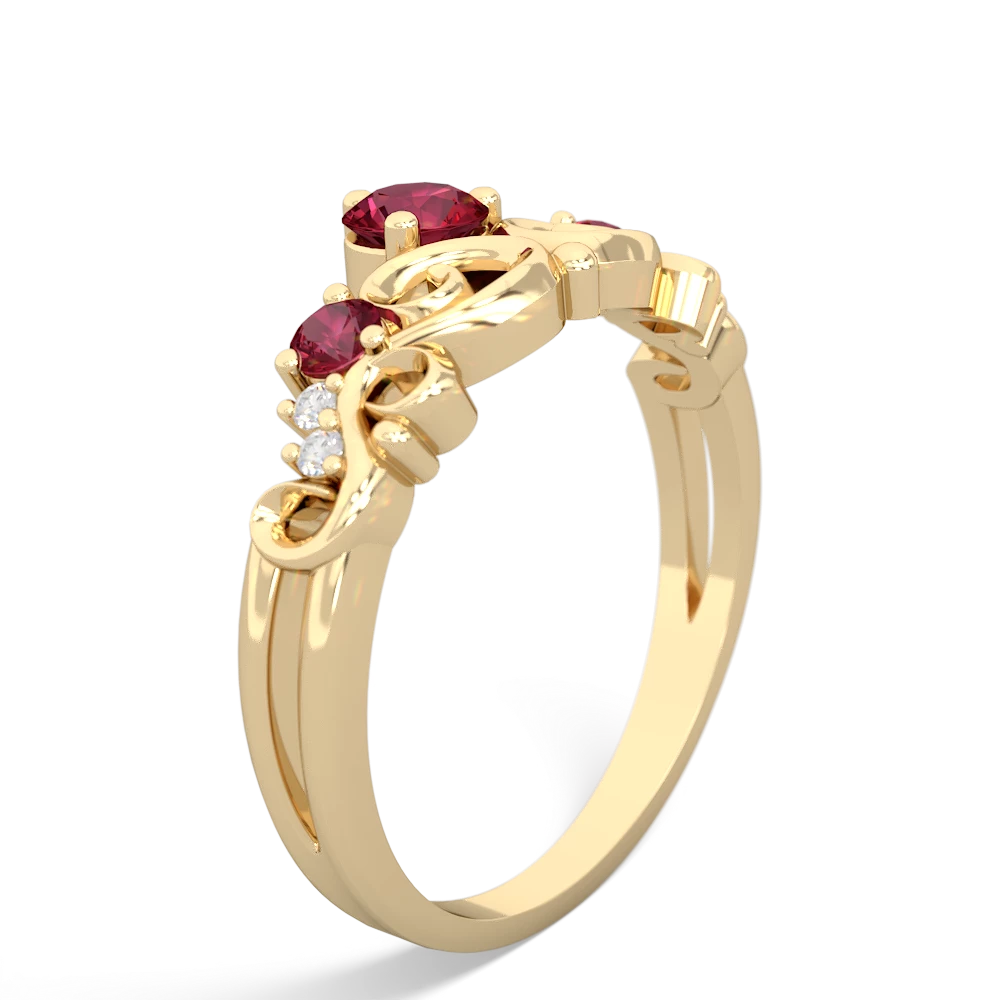 Pink Tourmaline Crown Keepsake 14K Yellow Gold ring R5740