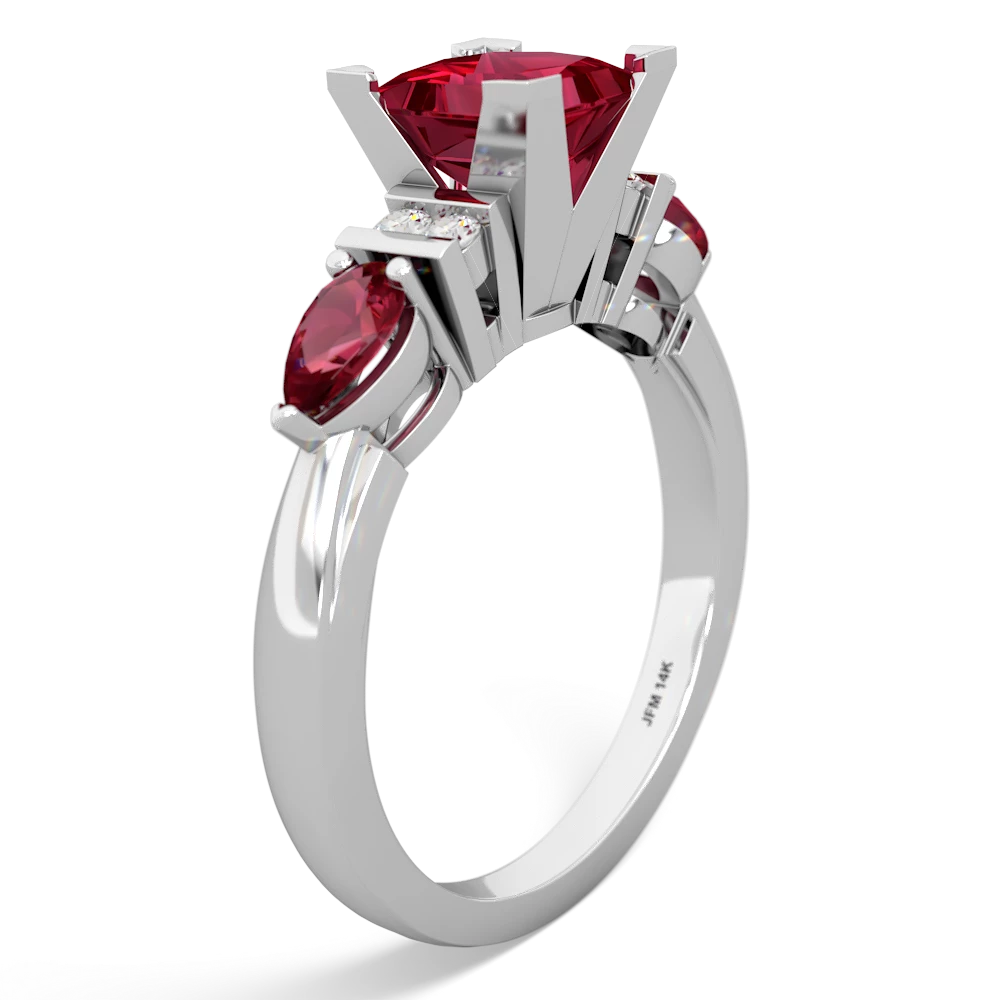 Garnet 6Mm Princess Eternal Embrace Engagement 14K White Gold ring C2002