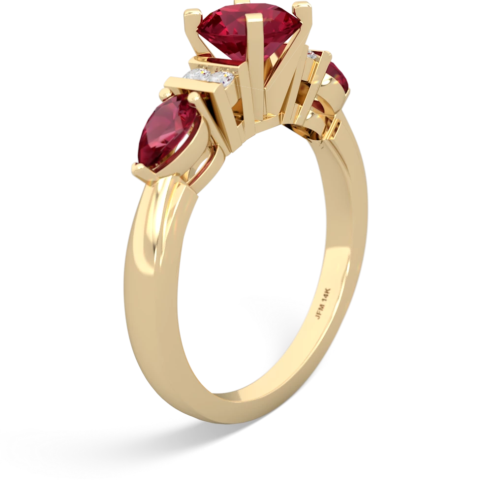 Pink Tourmaline 6Mm Round Eternal Embrace Engagement 14K Yellow Gold ring R2005