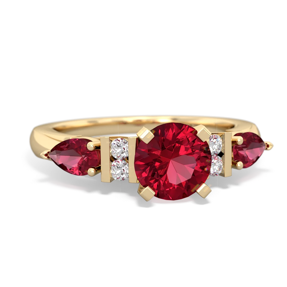 Pink Tourmaline 6Mm Round Eternal Embrace Engagement 14K Yellow Gold ring R2005