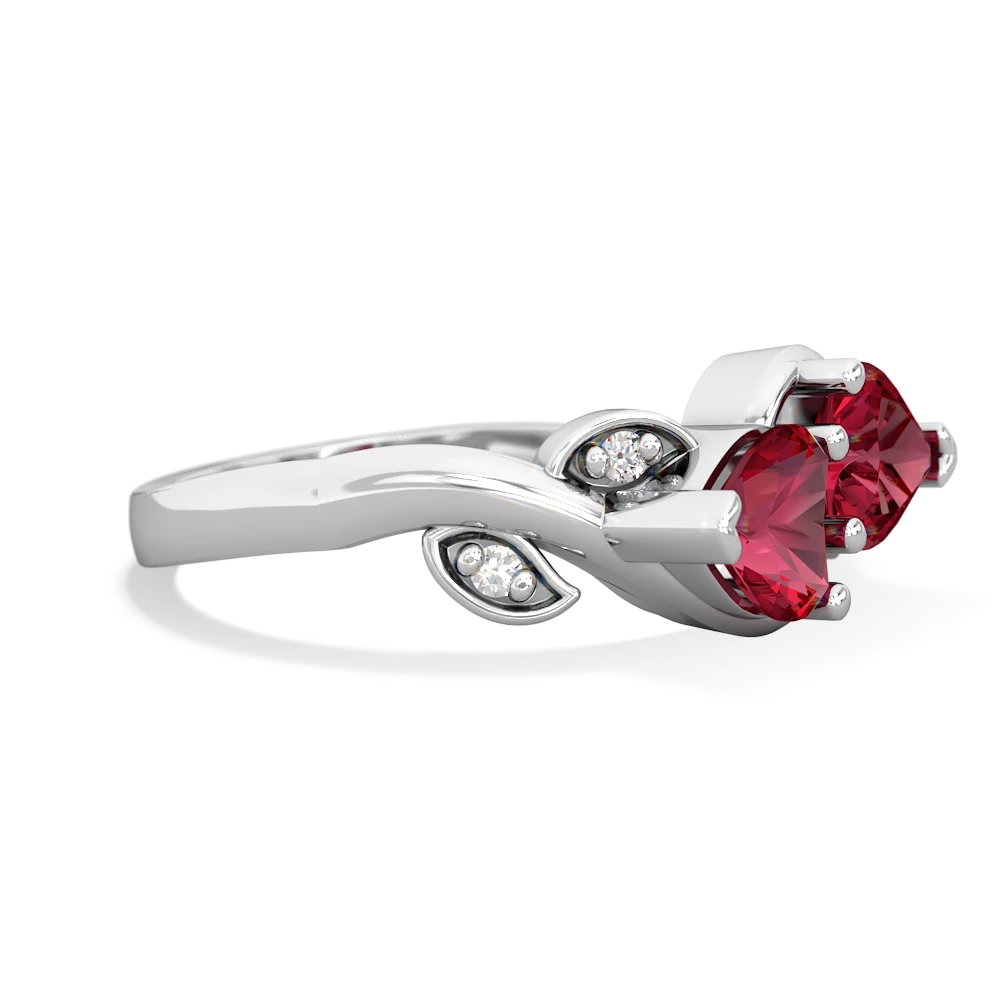 Lab Ruby Floral Elegance 14K White Gold ring R5790