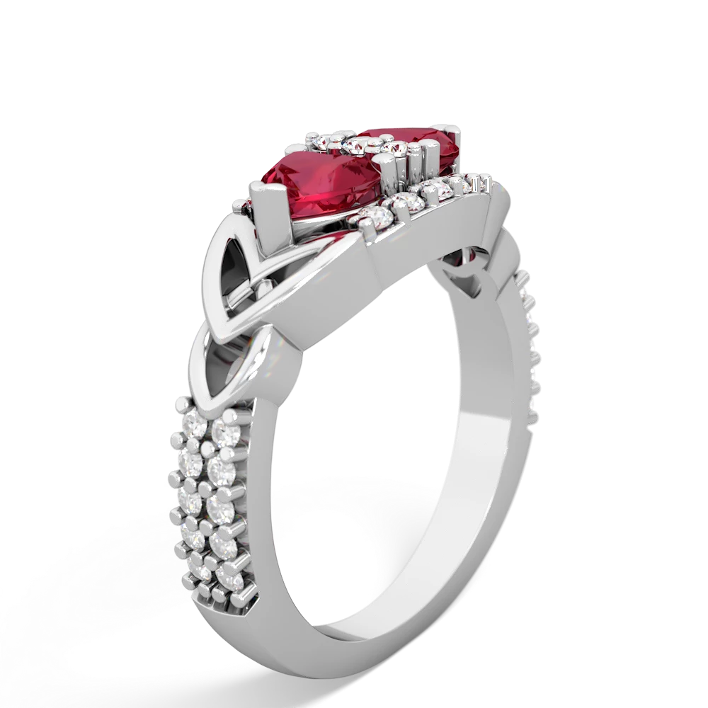 Lab Ruby Sparkling Celtic Knot 14K White Gold ring R2645