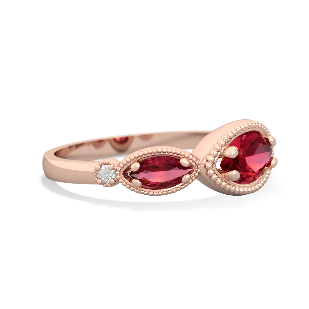 Lab Pink Sapphire Milgrain Marquise 14K Rose Gold ring R5700