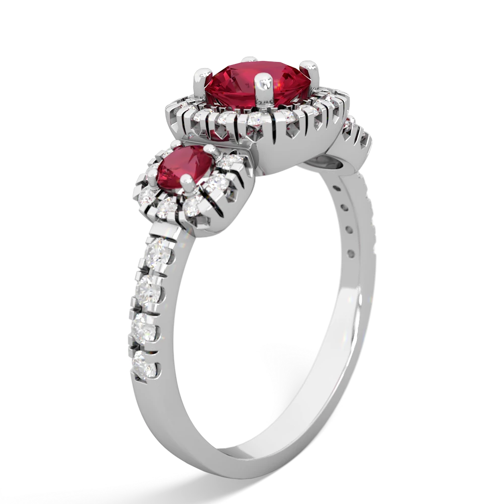 Garnet Regal Halo 14K White Gold ring R5350