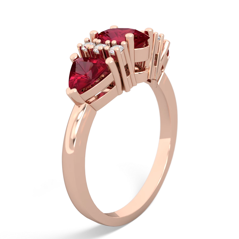 Pink Tourmaline Antique Style Three Stone 14K Rose Gold ring R2186