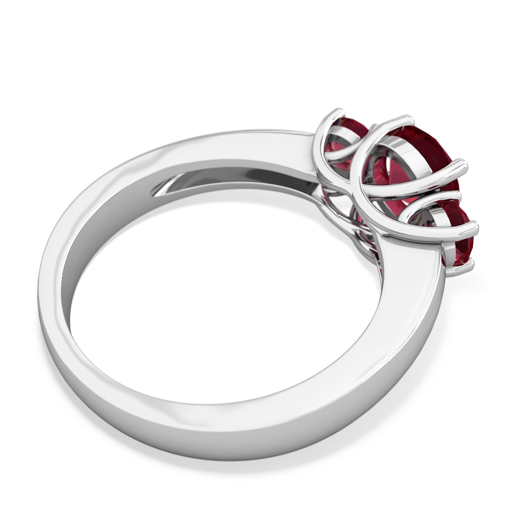 Garnet Three Stone Round Trellis 14K White Gold ring R4018