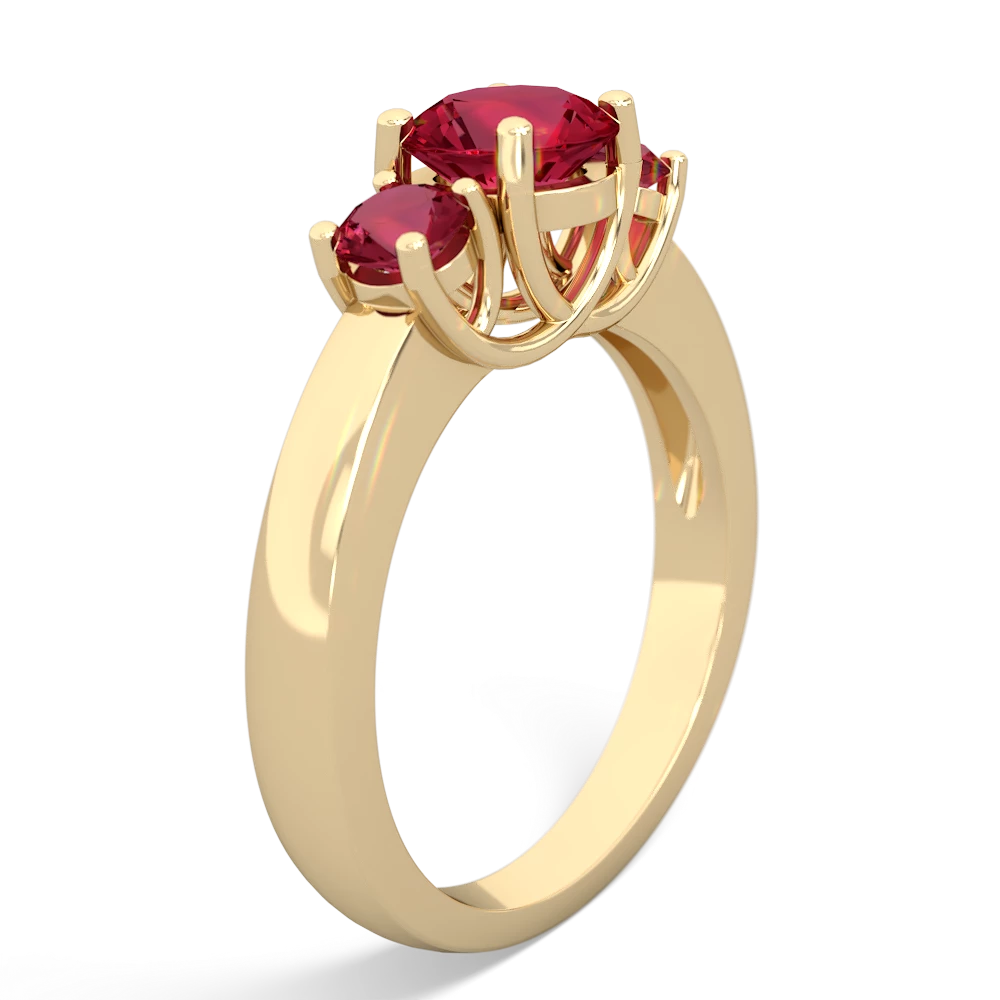 Garnet Three Stone Round Trellis 14K Yellow Gold ring R4018