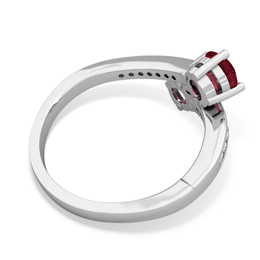 Lab Ruby Channel Set Two Stone 14K White Gold ring R5303