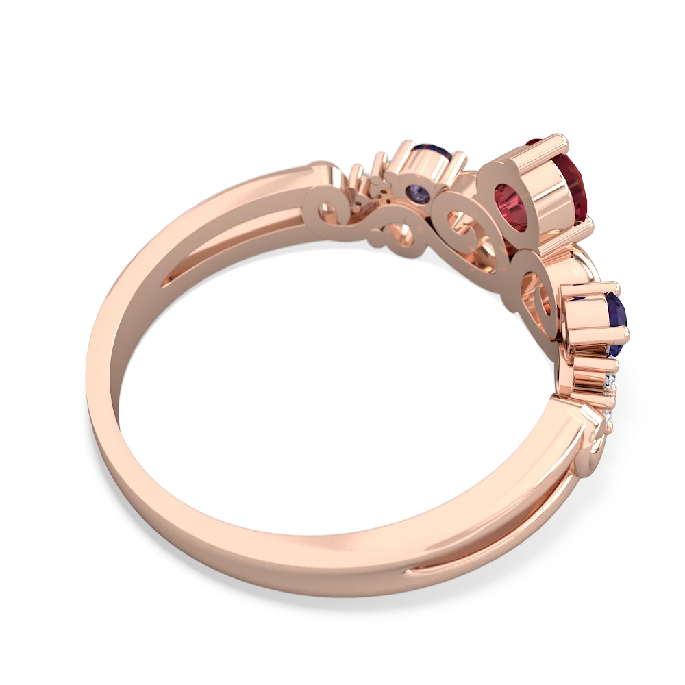 Lab Ruby Crown Keepsake 14K Rose Gold ring R5740