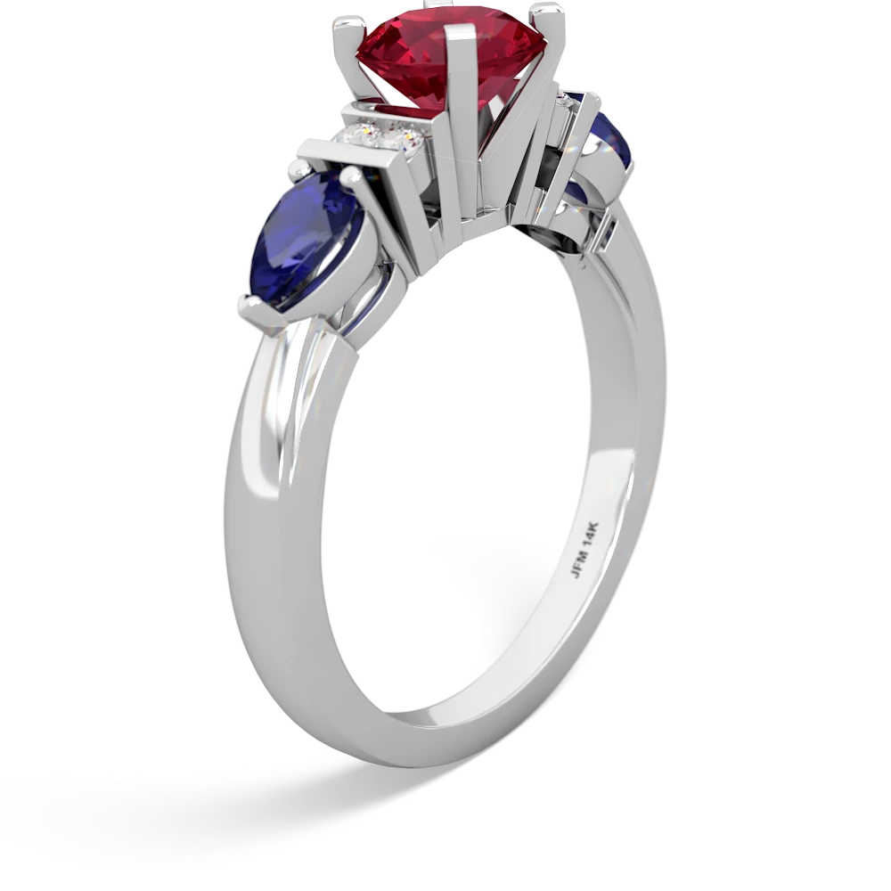 Lab Ruby 6Mm Round Eternal Embrace Engagement 14K White Gold ring R2005