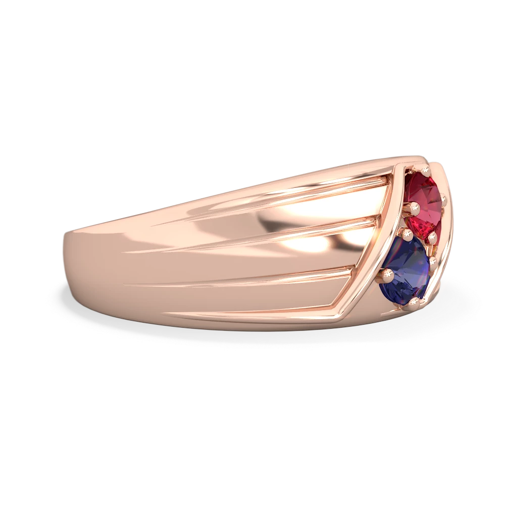 Lab Ruby Men's Streamline 14K Rose Gold ring R0460