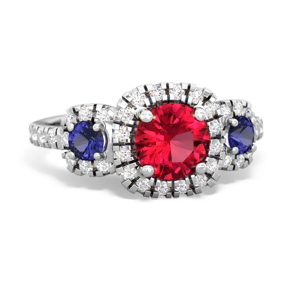 Lab Ruby Regal Halo 14K White Gold ring R5350