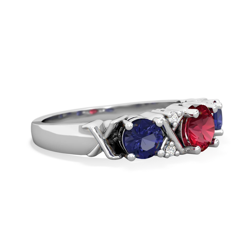 Lab Ruby Hugs And Kisses 14K White Gold ring R5016