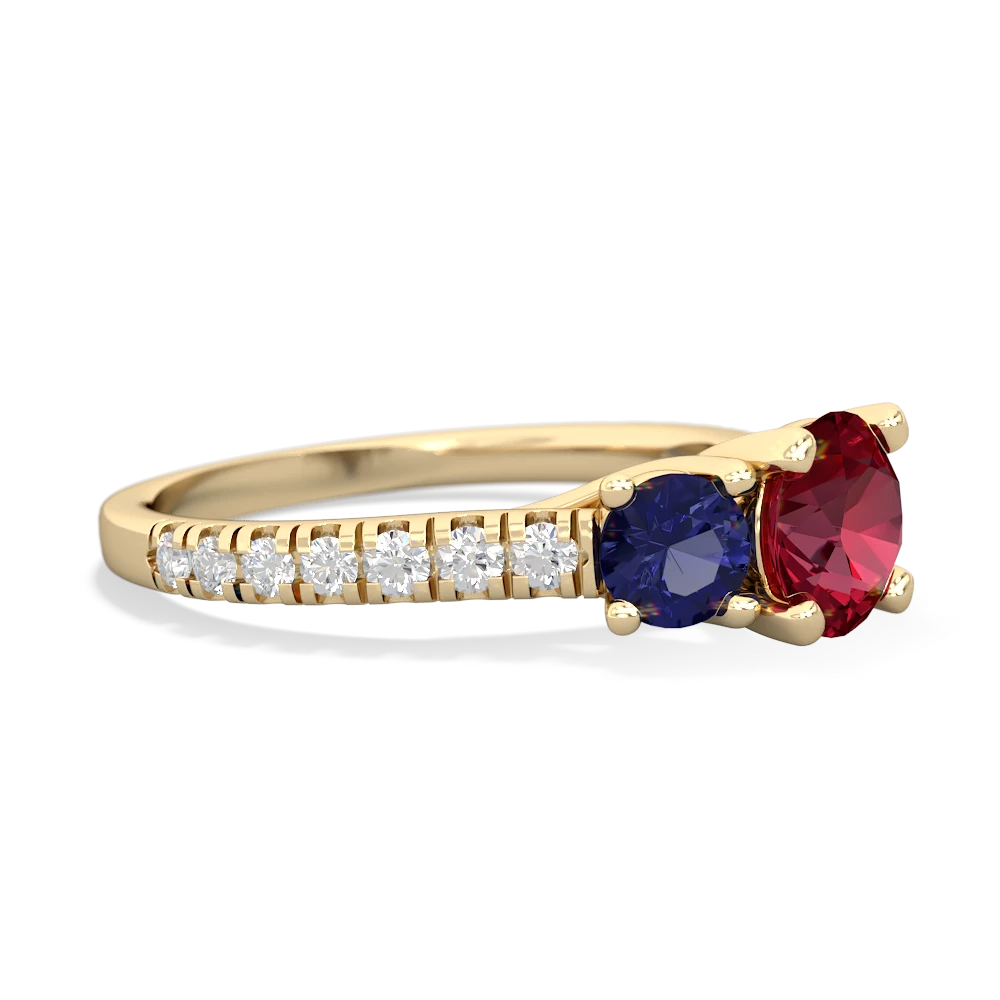 Lab Ruby Pave Trellis 14K Yellow Gold ring R5500