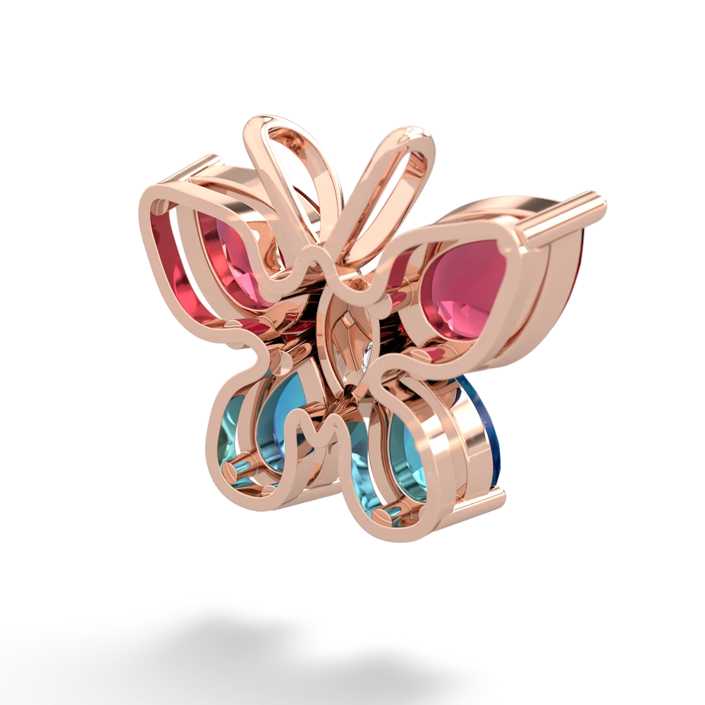 Lab Ruby Butterfly 14K Rose Gold pendant P2215