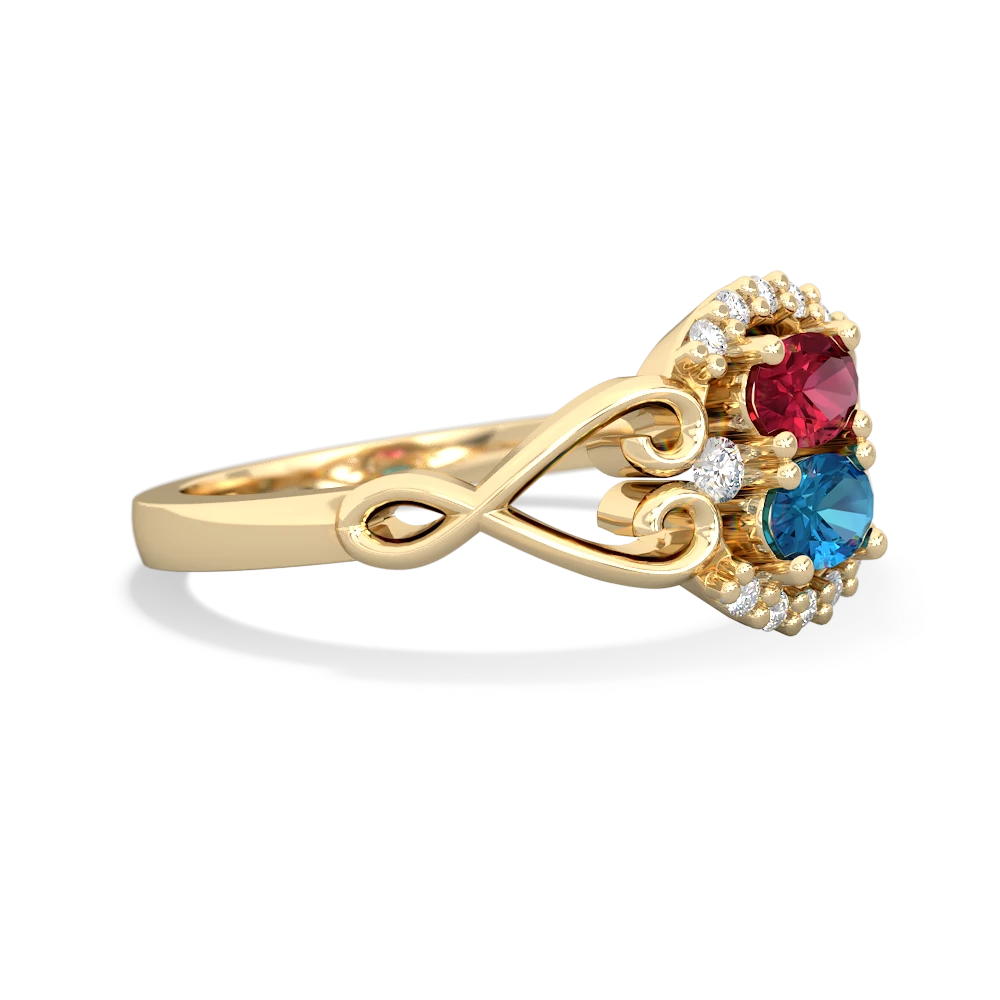 Lab Ruby Love Nest 14K Yellow Gold ring R5860