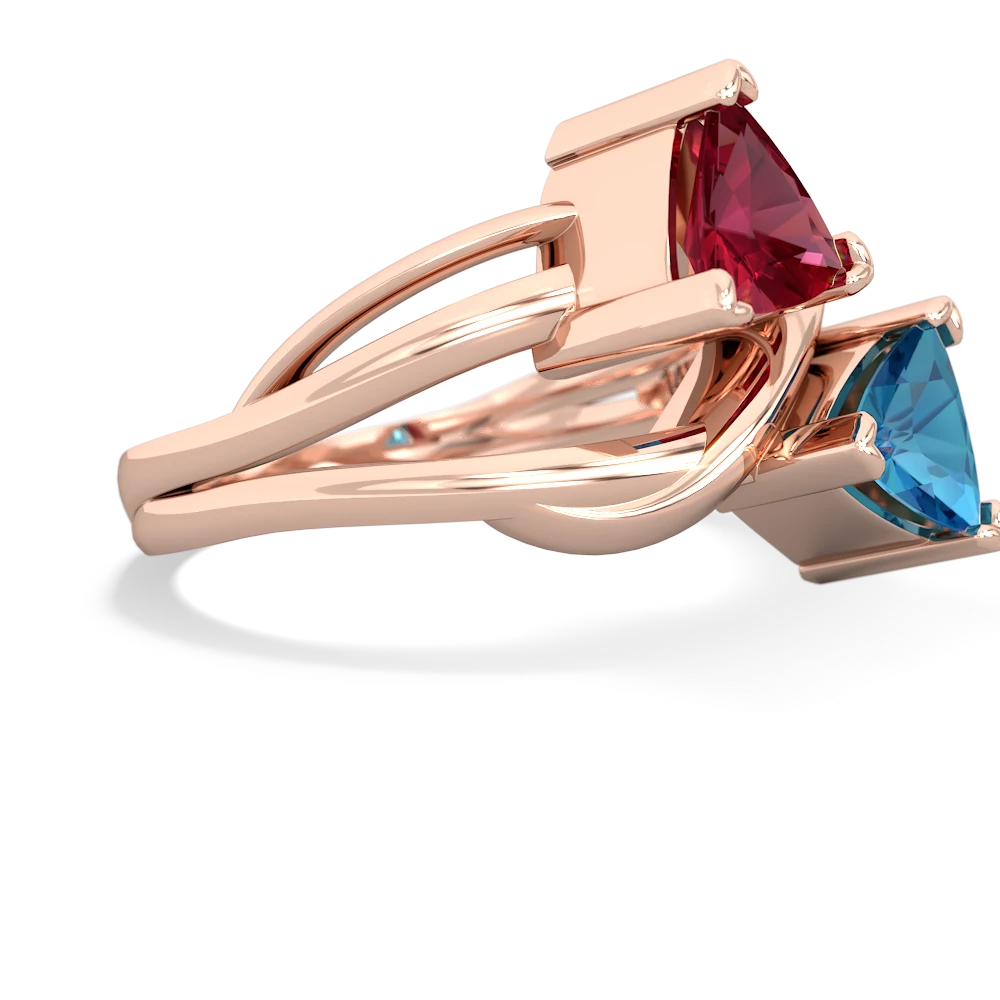 Lab Ruby Split Band Swirl 14K Rose Gold ring R2341