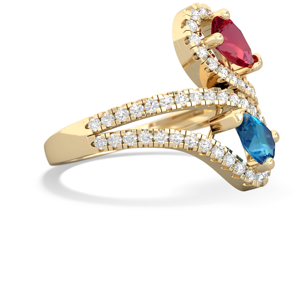 Lab Ruby Diamond Dazzler 14K Yellow Gold ring R3000