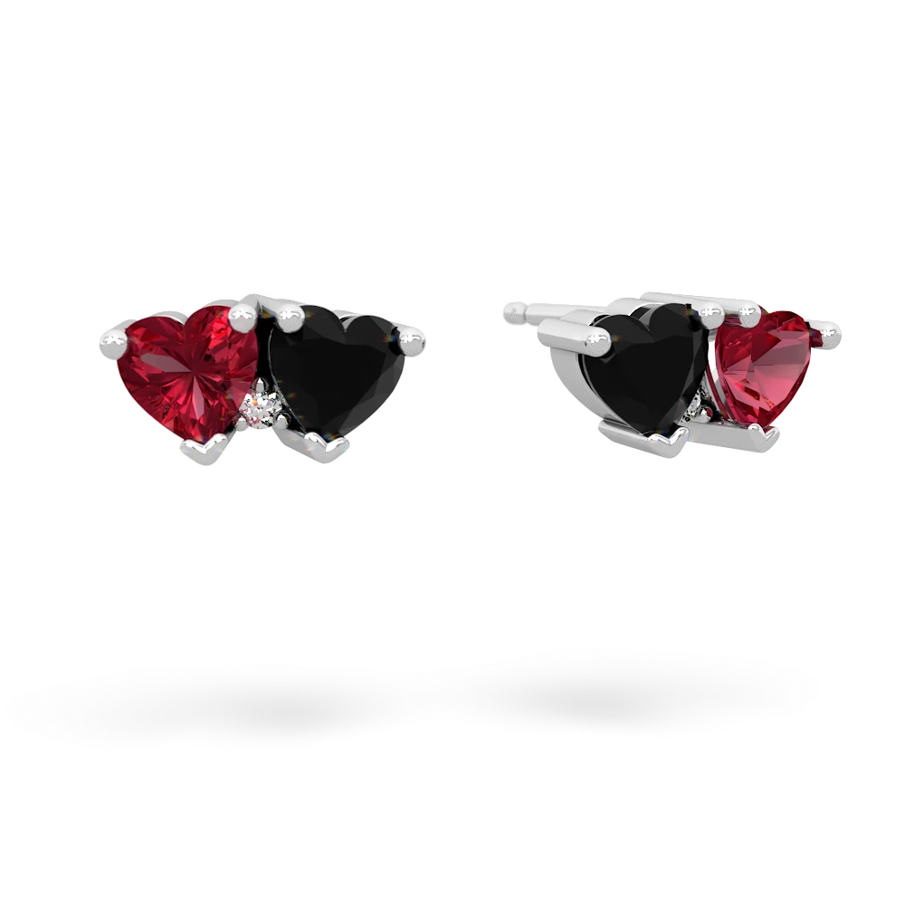 Lab Ruby Sweethearts 14K White Gold earrings E5260