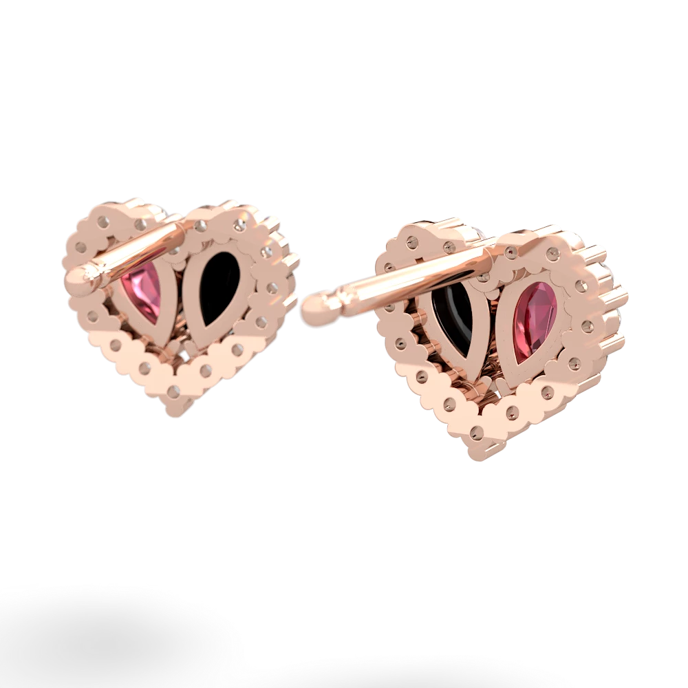 Lab Ruby Halo 14K Rose Gold earrings E7008