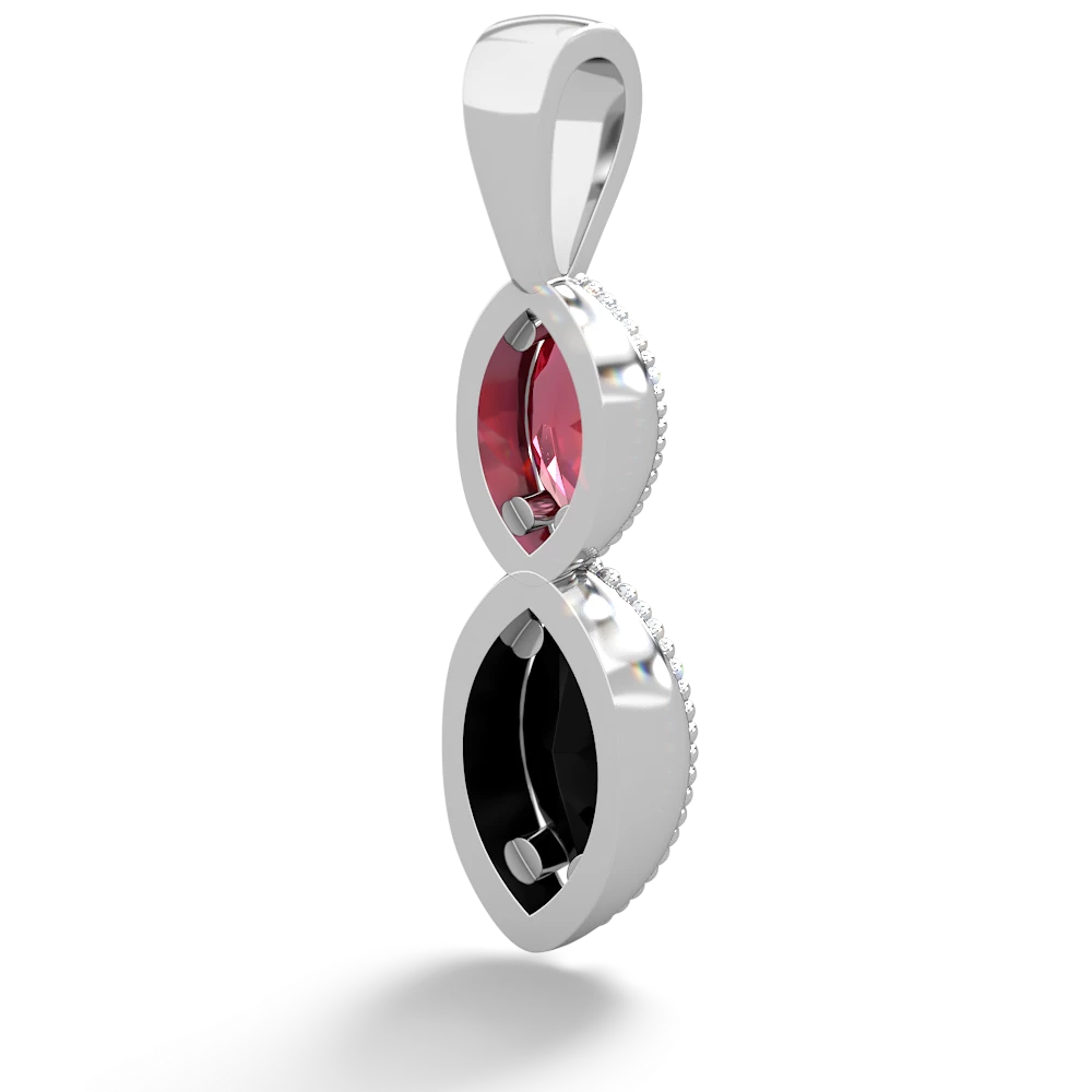 Lab Ruby Antique-Style Halo 14K White Gold pendant P5700